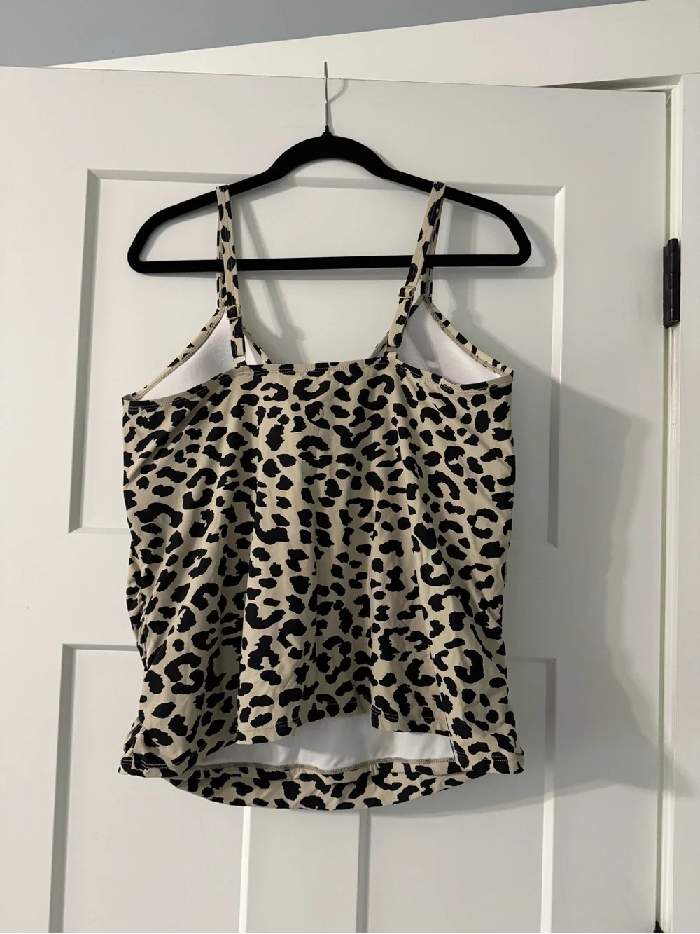 Leopard Print Beige and Black Women's Tankini Swim Top